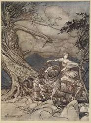 Fricka nähert sich wütend, Illustration aus 